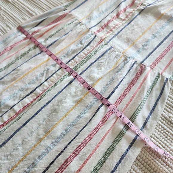 dRA Los Angeles Rainbow Striped Button Down Midi Dress 100% Cotton Size L - Picture 16 of 17